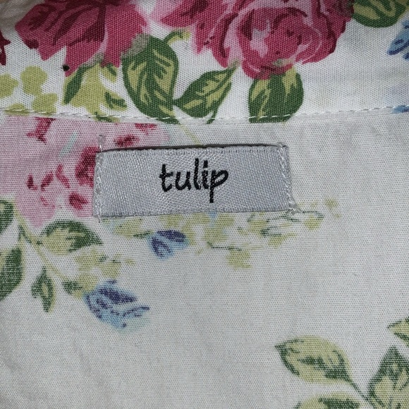 Tulip White Floral Long Sleeve Button Up Tunic - Picture 3 of 5